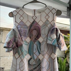 Ted Baker Cream Dress with Rose-Gold Trim